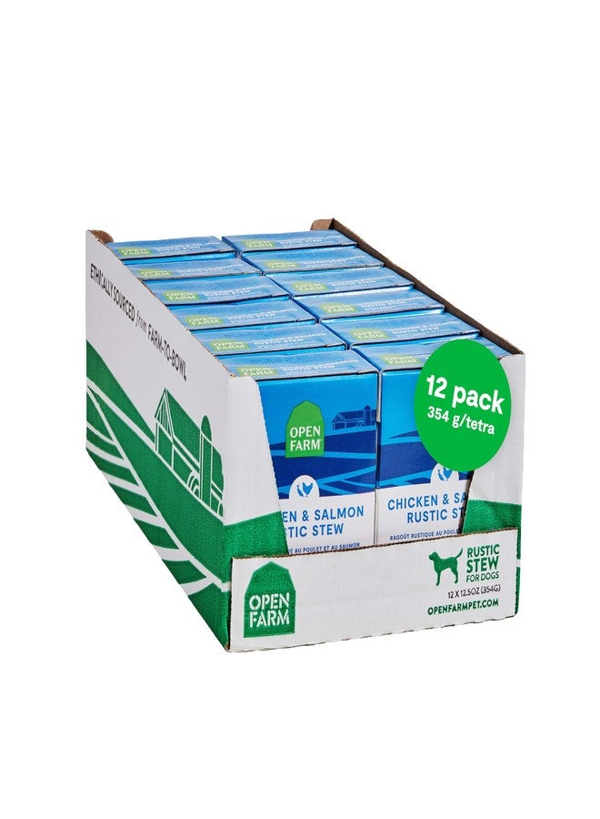 Open Farm طعام الكلاب الرطب من أوبن فارم روستيك ستيوز، خالٍ من الحبوب، كامل ومتوازن بمكونات صالحة للاستهلاك البشري، لحم وعظام من حيوانات تربى بطريقة إنسانية، وصفة دجاج وسمك سلمون، عبوات 12.5 أونصة (كرتونة من 12 عبوة) - Image 1