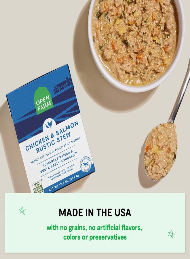 Open Farm طعام الكلاب الرطب من أوبن فارم روستيك ستيوز، خالٍ من الحبوب، كامل ومتوازن بمكونات صالحة للاستهلاك البشري، لحم وعظام من حيوانات تربى بطريقة إنسانية، وصفة دجاج وسمك سلمون، عبوات 12.5 أونصة (كرتونة من 12 عبوة) - Image 5