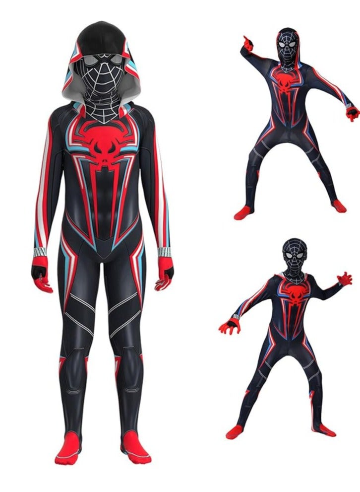 Costume Cosplay Set 3D Style Superhero Cosplay Full Body Bodysuit Spandex Jumpsuit Kids Spider-Man Dress Up (Children's Size: 140-150cm) - Image 1