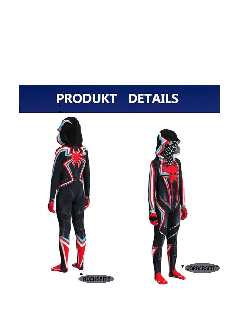 Costume Cosplay Set 3D Style Superhero Cosplay Full Body Bodysuit Spandex Jumpsuit Kids Spider-Man Dress Up (Children's Size: 140-150cm) - Image 2
