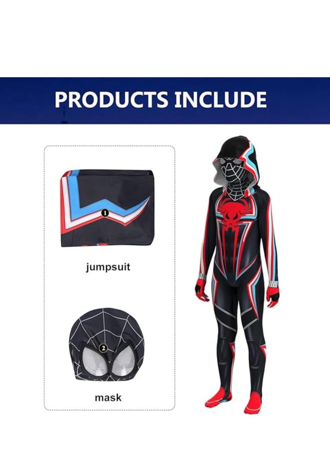 Costume Cosplay Set 3D Style Superhero Cosplay Full Body Bodysuit Spandex Jumpsuit Kids Spider-Man Dress Up (Children's Size: 140-150cm) - Image 3