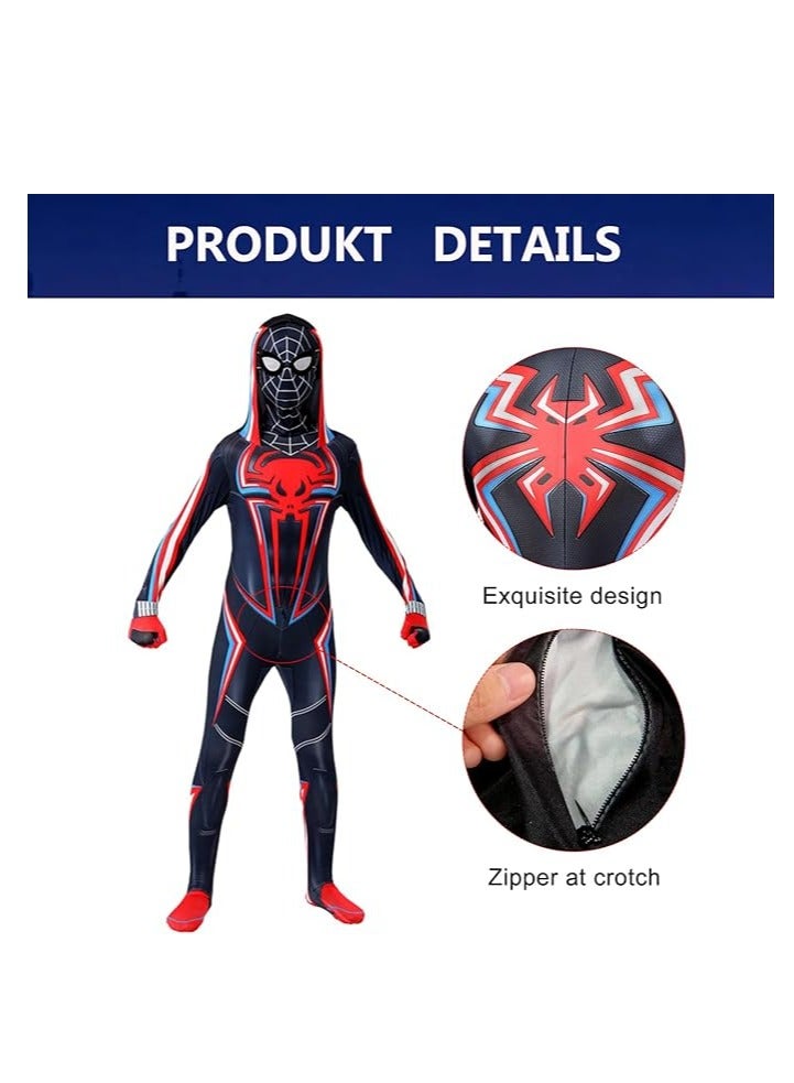 Costume Cosplay Set 3D Style Superhero Cosplay Full Body Bodysuit Spandex Jumpsuit Kids Spider-Man Dress Up (Children's Size: 140-150cm) - Image 4