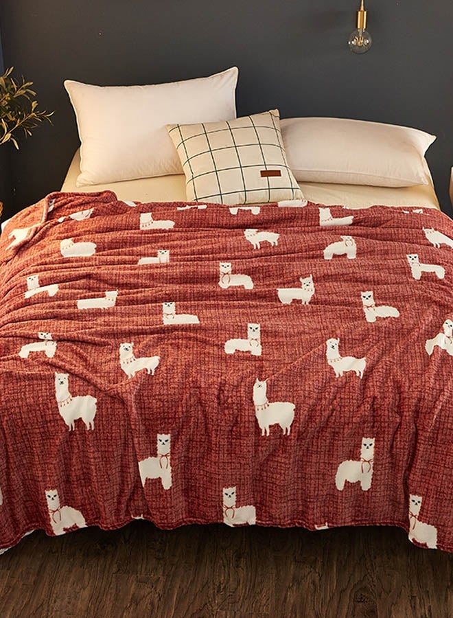 NIBEMINENT Blanket Simple Sheep Pattern Soft Comfortable Bedding Cotton Red 180x200centimeter - Image 1