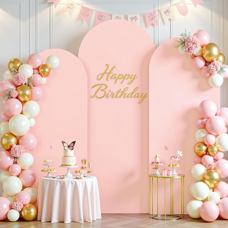 Suppromo Dusty Rose Arch Cover 3 Set - 4FT, 5FT, 6FT Dusty Pink Arch Backdrop Cover Spandex Baby Shower Arch Stand Covers for Girls Birthday Party Wedding Bridal Shower Banquet Photo Background Decoration - Image 3
