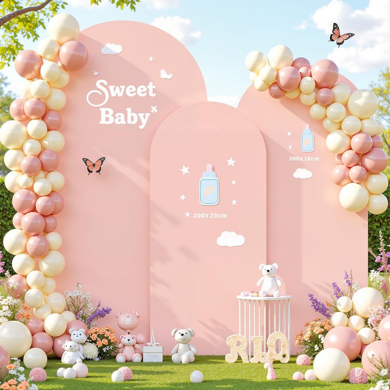 Suppromo Dusty Rose Arch Cover 3 Set - 4FT, 5FT, 6FT Dusty Pink Arch Backdrop Cover Spandex Baby Shower Arch Stand Covers for Girls Birthday Party Wedding Bridal Shower Banquet Photo Background Decoration - Image 1