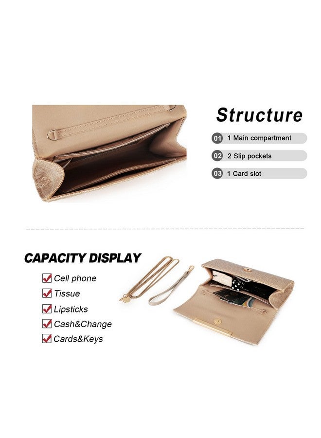 AFKOMST Small Clutch Purses For Women Formal Crossbody Evening Bag And Wristlet Handbags With Chain Strap Gold - Image 5
