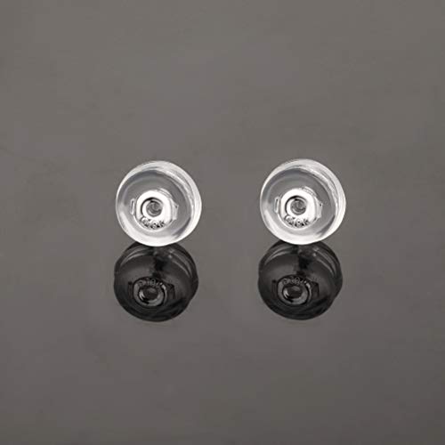 VOLUKA Silicone Earring Backs Replacement | Comfortable Rubber Earring Backings for Stud | Clear Plastic Soft Flat Earing Backs Secure Safety Locking (1 Pair 14K White Gold) - Image 5