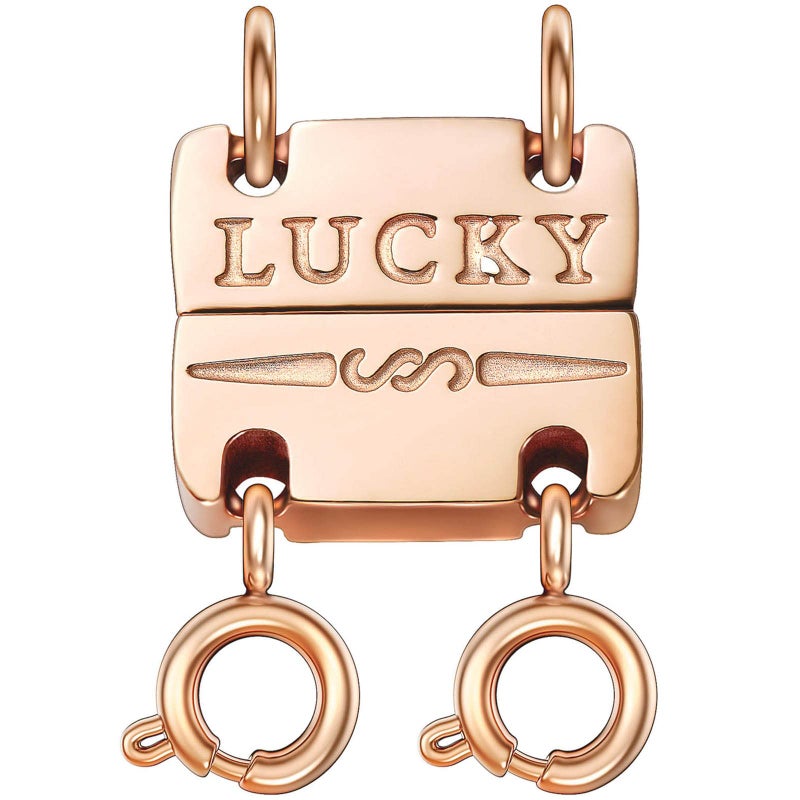 Qulltk Lucky Necklace Separator for Layering Strong Magnetic Clasps 14K Gold and Silver Multiple Necklace Clasps for Layered Look