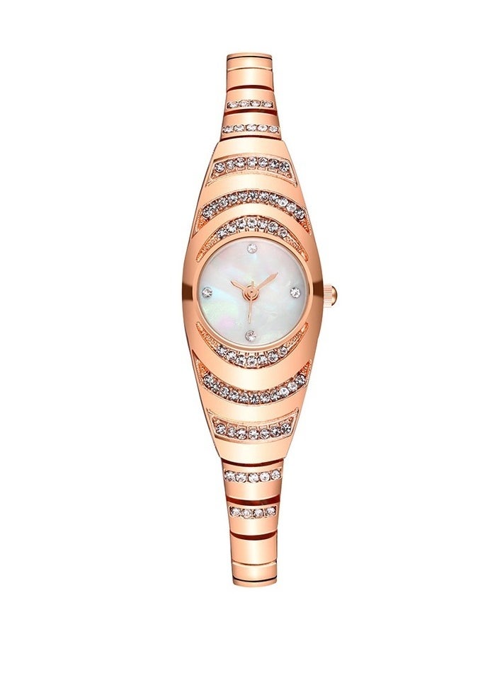 Generic Creative Diamond Ladies Watch Student Fashion Bracelet Quartz Watch (Rose Gold)  - Image 1