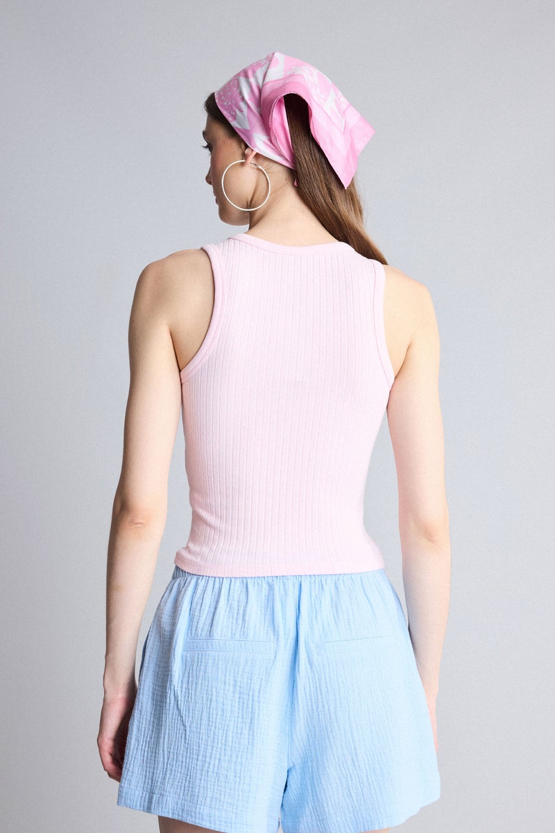 DeFacto Pink Woman Slim Fit Camisole Halter Collar Tank Top Casual - Image 5