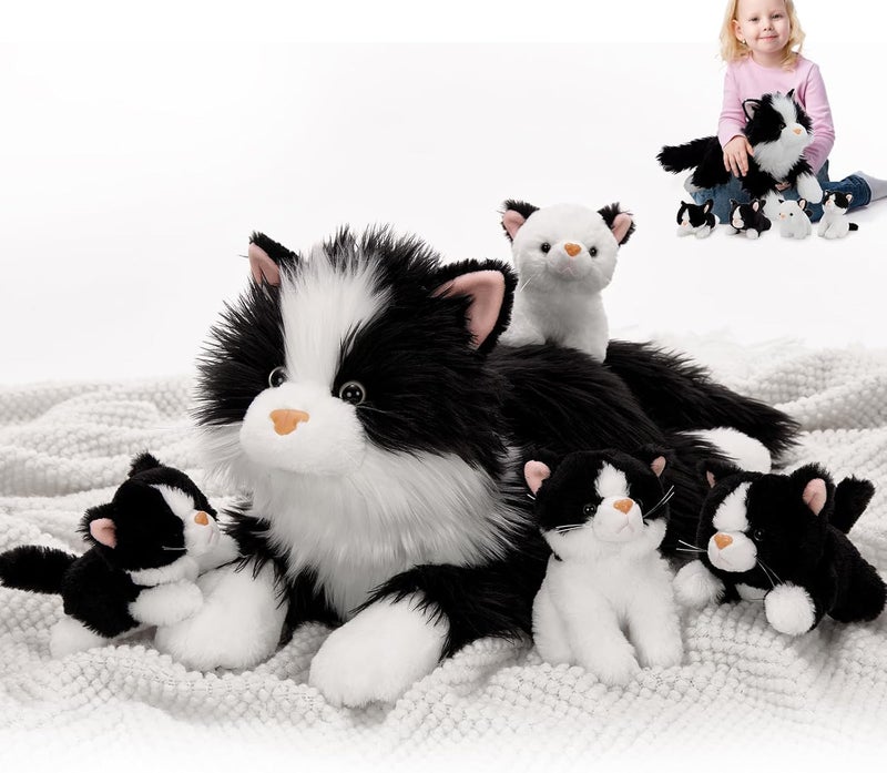 MorisMos Giant Plush Cat XXL 50 cm with Babies in the Belly, Large Realistic Soft Cute Plush Cats, Gift Idea for Children Girls Boys Birthday Christmas Decorations - Image 1