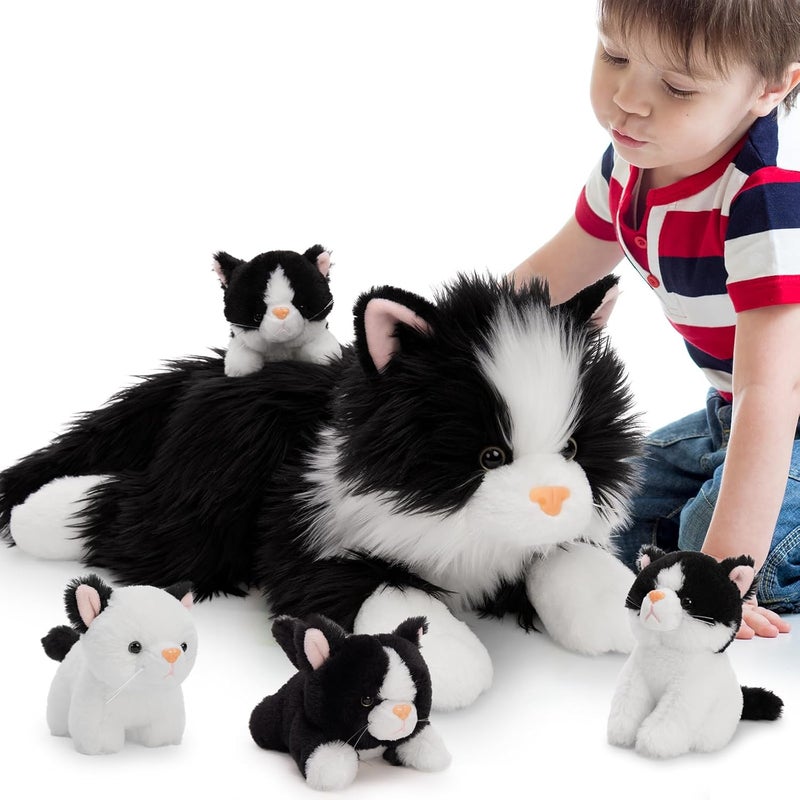 MorisMos Giant Plush Cat XXL 50 cm with Babies in the Belly, Large Realistic Soft Cute Plush Cats, Gift Idea for Children Girls Boys Birthday Christmas Decorations - Image 4