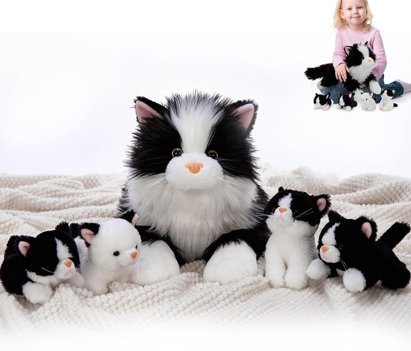 MorisMos Giant Plush Cat XXL 50 cm with Babies in the Belly, Large Realistic Soft Cute Plush Cats, Gift Idea for Children Girls Boys Birthday Christmas Decorations - Image 5
