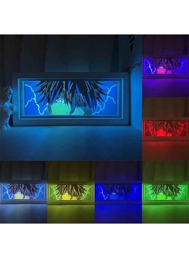 جهاز إضاءة كرتوني بتصميم ياباني من JJK ضوء صندوق ورقي مزخرف بفوشيغورو ميغومي، مصباح ثلاثي الأبعاد بتأثير الظل، إطار صندوق مضيء LED، مصباح ليلي بتغير 16 لونًا لتزيين غرفة النوم. - Image 2