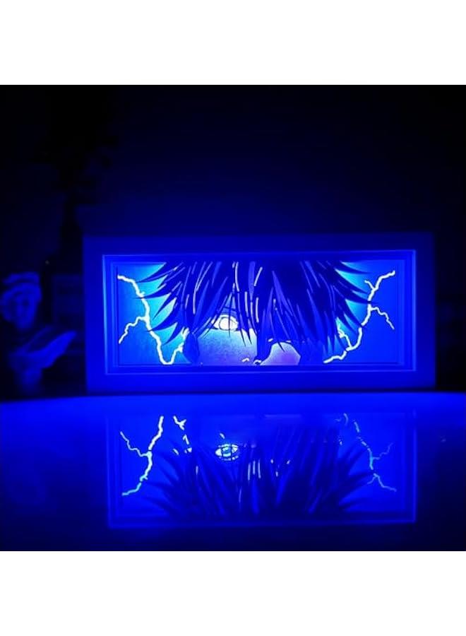 جهاز إضاءة كرتوني بتصميم ياباني من JJK ضوء صندوق ورقي مزخرف بفوشيغورو ميغومي، مصباح ثلاثي الأبعاد بتأثير الظل، إطار صندوق مضيء LED، مصباح ليلي بتغير 16 لونًا لتزيين غرفة النوم. - Image 1