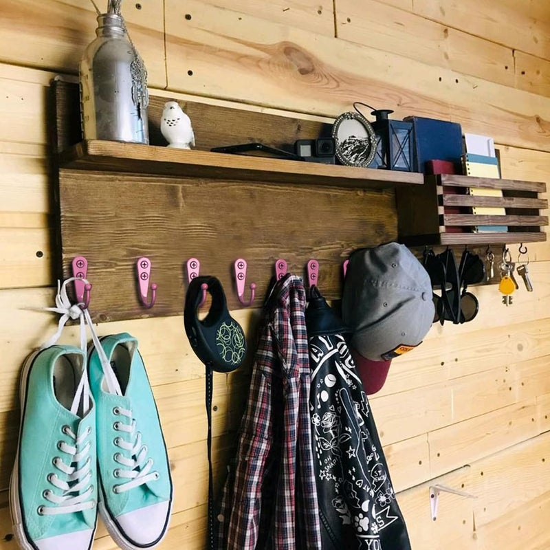 ZAYBOD 15-Pack Coat Hooks with 30 Screws | Heavy Duty Wall Mounted for Robe, Backpack & Keys | Entryway, Bathroom, Bedroom Hanging Hardware (Pastel Pink) - Image 3