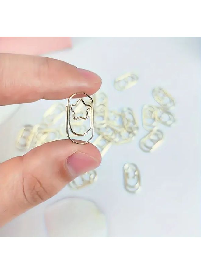 10pcs Rose Gold Yellow Star Paper Clips Minimalist Metal Office Supplies Gift - Image 1