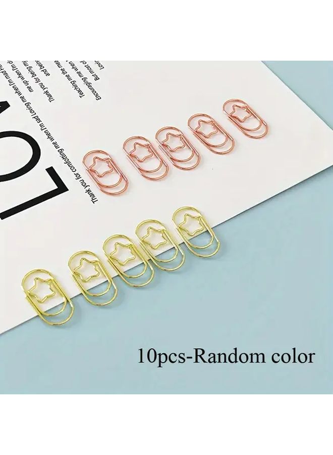 10pcs Rose Gold Yellow Star Paper Clips Minimalist Metal Office Supplies Gift - Image 2