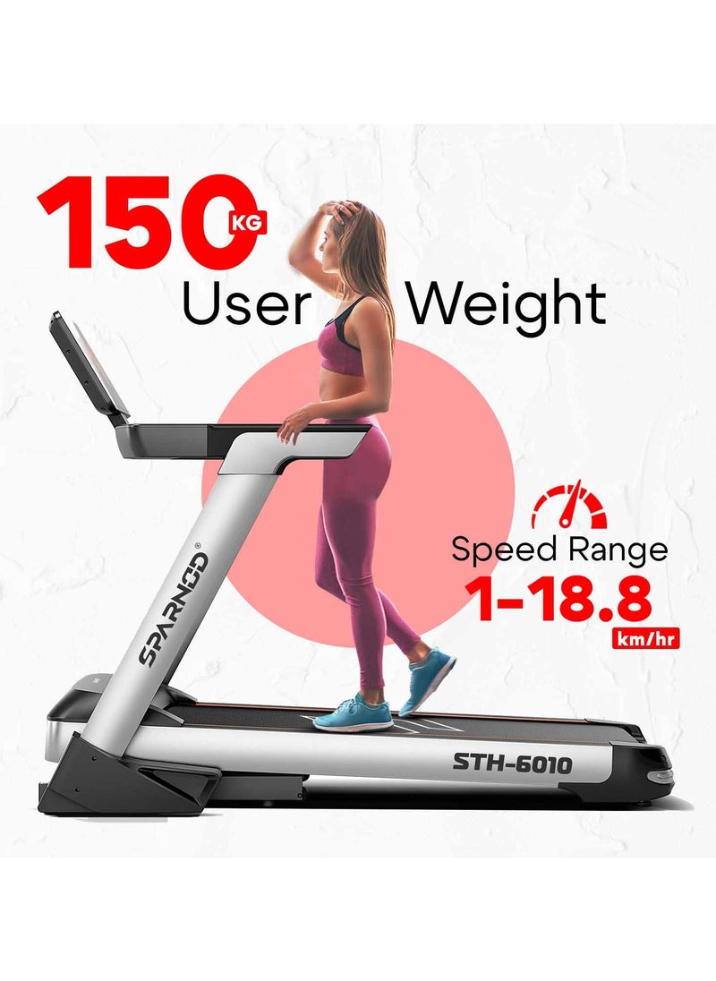 STH-6010 Treadmill for Home Use - 40cm WiFi Touch Screen, Entertainment Apps, 6HP Motor, 150kg Weight Capacity, 1-18.8 km/h, Auto-Incline, Foldable, Speakers and Auto Lubrication - pzsku/ZA28D42C92CE06BD49810Z/45/_/1704793249/6ce37502-6dfd-4907-8220-f8c3fe2f7282