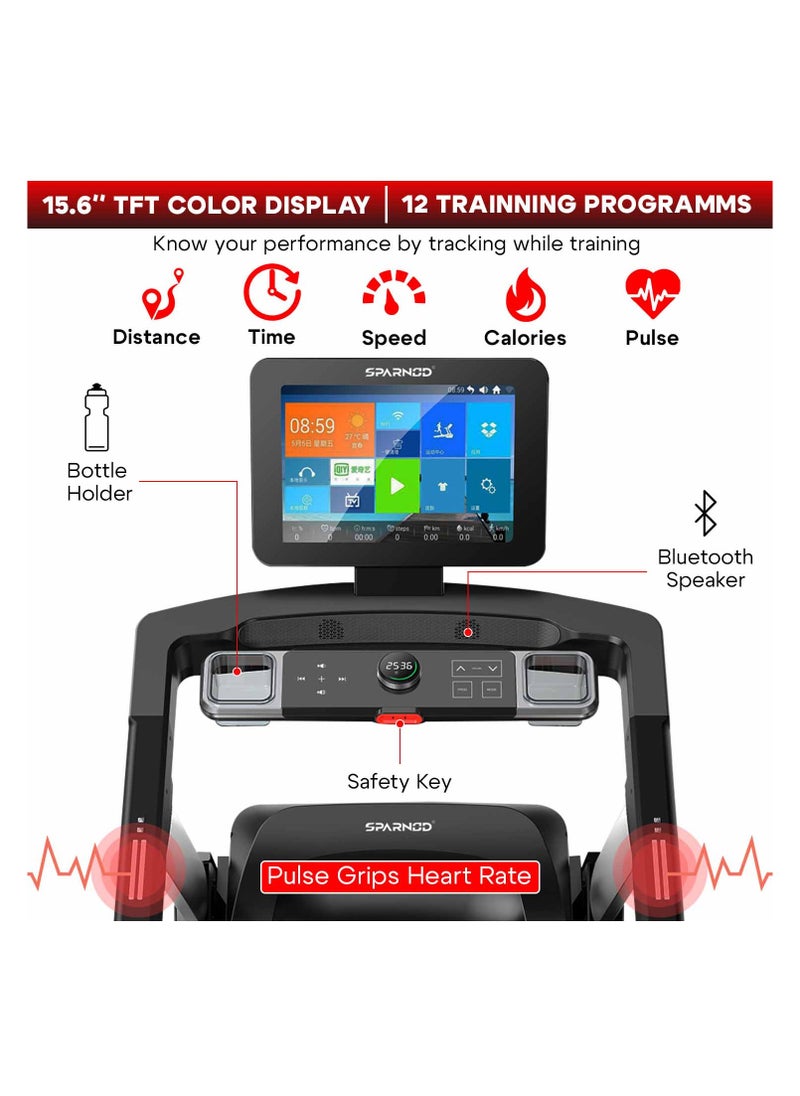 STH-6010 Treadmill for Home Use - 40cm WiFi Touch Screen, Entertainment Apps, 6HP Motor, 150kg Weight Capacity, 1-18.8 km/h, Auto-Incline, Foldable, Speakers and Auto Lubrication - pzsku/ZA28D42C92CE06BD49810Z/45/_/1704793263/408c808c-b97d-4ffd-907e-1228a8bacc84