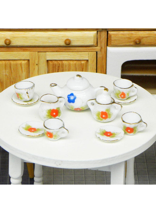 Pocket Story Creative Educational Children's Toy Mini Ceramic Tea Set Suit Doll Room Simulation Model-Color:Rose Impression Blue - Image 5