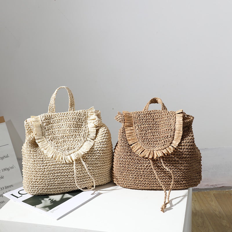 New Shoulder Straw Woven Bag Mori Style Casual Tassel Straw Woven Bag Women'S Instagram Same Style Seaside Holiday Beach Bag - Image 2