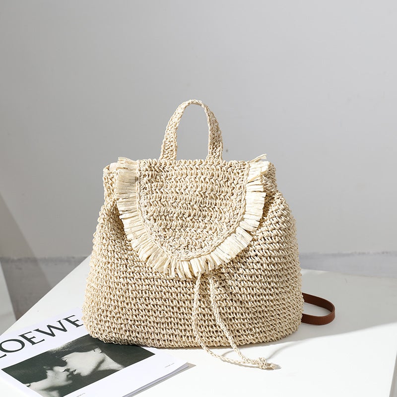 New Shoulder Straw Woven Bag Mori Style Casual Tassel Straw Woven Bag Women'S Instagram Same Style Seaside Holiday Beach Bag - Image 3
