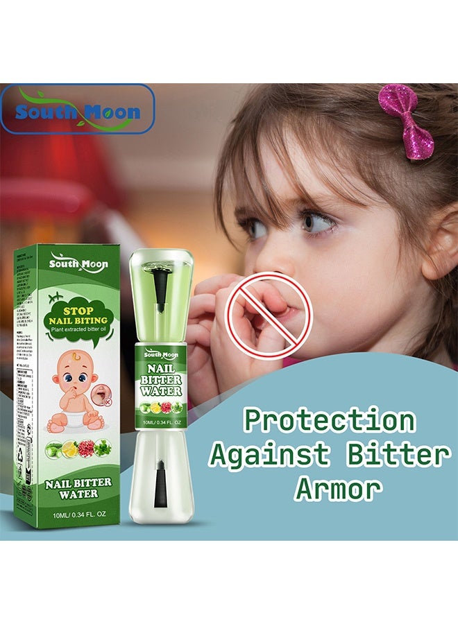 SOUTH MOON Nail Bitter Water -100% Natural and Kids Safe Bitter Taste, No Bite Nail Polish for Stop Thumb Sucking, ​Day Night Care 10ml - Image 2