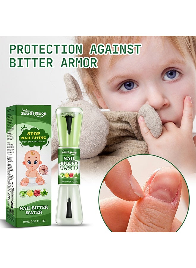 SOUTH MOON Nail Bitter Water -100% Natural and Kids Safe Bitter Taste, No Bite Nail Polish for Stop Thumb Sucking, ​Day Night Care 10ml - Image 1