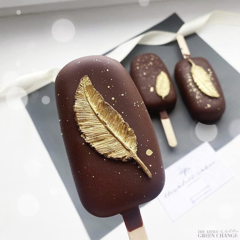 Skytail 2 Slot Silicone Feather Fondant Mould for DIY Chocolate Candy Birthday Cake Decoration Cupcake Topper Candy Molds Sugarcraft Gumpaste Polymer Clay Jelly Handmade Soap Resin Molds - Image 3