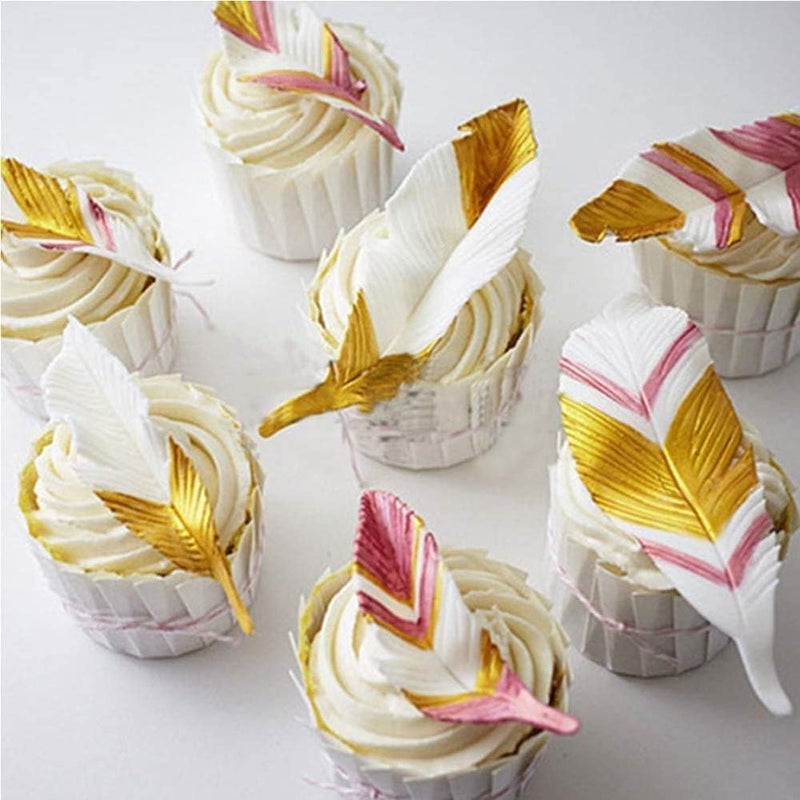 Skytail 2 Slot Silicone Feather Fondant Mould for DIY Chocolate Candy Birthday Cake Decoration Cupcake Topper Candy Molds Sugarcraft Gumpaste Polymer Clay Jelly Handmade Soap Resin Molds - Image 5