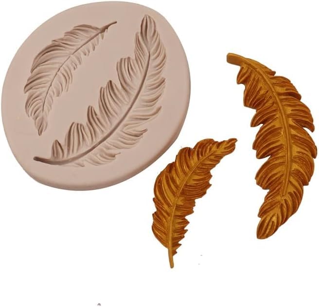 Skytail 2 Slot Silicone Feather Fondant Mould for DIY Chocolate Candy Birthday Cake Decoration Cupcake Topper Candy Molds Sugarcraft Gumpaste Polymer Clay Jelly Handmade Soap Resin Molds - Image 1