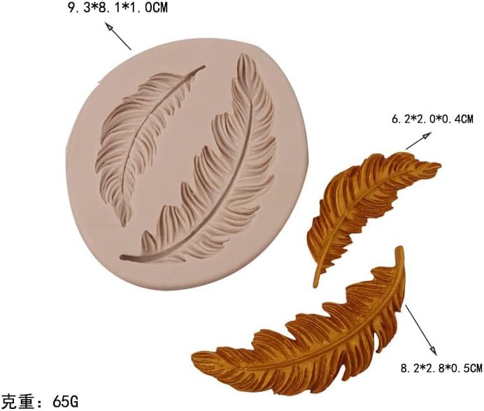 Skytail 2 Slot Silicone Feather Fondant Mould for DIY Chocolate Candy Birthday Cake Decoration Cupcake Topper Candy Molds Sugarcraft Gumpaste Polymer Clay Jelly Handmade Soap Resin Molds - Image 2