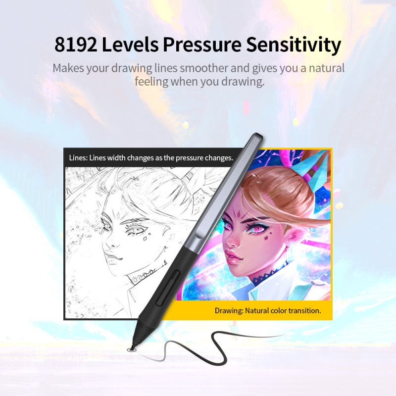Graphic Tablet 10 * 6In Active Area 8192 Levels Pressure Sensitivity Drawing Tablet - 12 Customizable Express Keys 16 Soft Keys Pen Tablet for Digital Artists Designers Home Office On-the-Go Use - Image 2