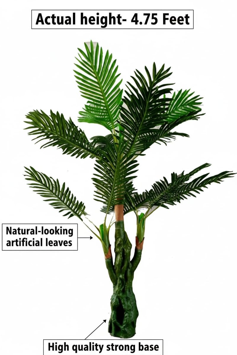 KAYKON Artificial Plant Big Areca Palm Green Tree Without Pot Indoor Nearly Natural Plant for Home Decor - 4.65 Feet (3 Leg Palm) - Image 3