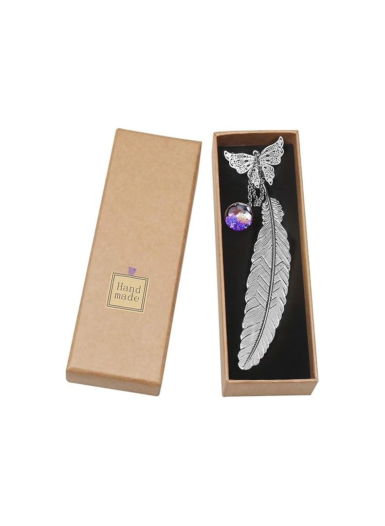 “Perfect gift for reading and nature lovers: handcrafted dragonfly and feather book separator - Image 3