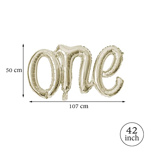 DELIGHTBOX Giant Alphabet Letters Foil Balloons 42 inch White Gold one Script Balloon for Party supplies Balloons - Image 5