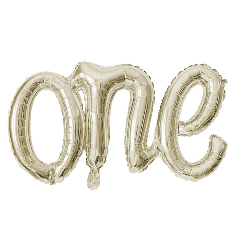 DELIGHTBOX Giant Alphabet Letters Foil Balloons 42 inch White Gold one Script Balloon for Party supplies Balloons - Image 3