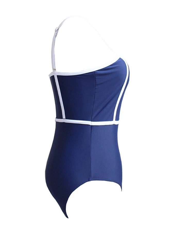 NADANBAO Brief Block Spaghetti Straps One Piece Tankini Sapphire Blue - Image 2