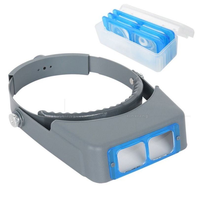 Head-Mounted Magnifier 4 Interchangeable Lenses 1.5X 2X 2.5X 3.5X Optical Glass Lens - Adjustable Comfortable Headband Magnifying Glasses for Jewelry Making Reading Repair - Image 1