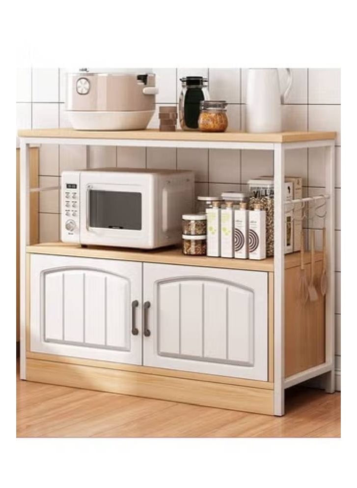 keke 2-Tier Kitchen Storage Shelf Microwave Oven Stand Rack Spice Organizer with 2 Door Storage Cabinet Large Storage Rack - Image 3