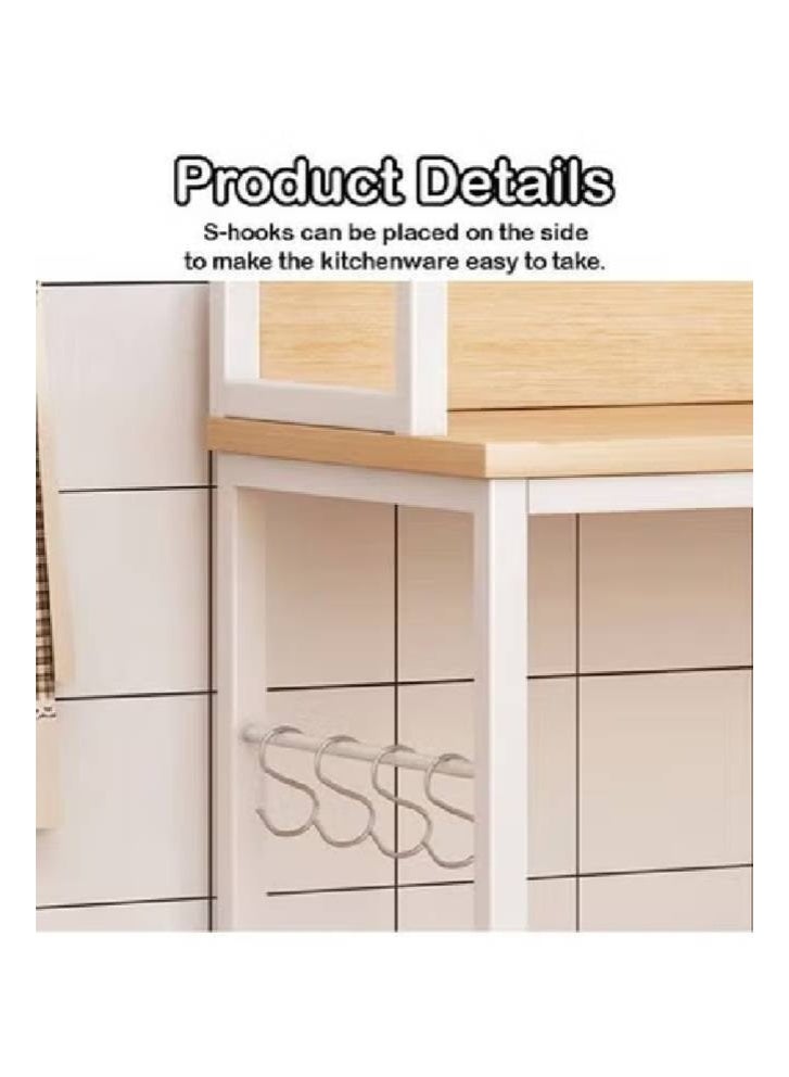 keke 2-Tier Kitchen Storage Shelf Microwave Oven Stand Rack Spice Organizer with 2 Door Storage Cabinet Large Storage Rack - Image 5