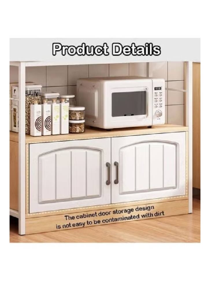keke 2-Tier Kitchen Storage Shelf Microwave Oven Stand Rack Spice Organizer with 2 Door Storage Cabinet Large Storage Rack - Image 4