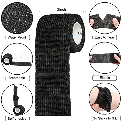 Treela 96 Pack Self Adhesive Bandage Wrap 2 Inch x 5 Yard Self Adherent Cohesive Bandages Elastic Athletic Sports Tape Breathable Wound Tape for Stretch Athletic Wrist AnkleBlack - Image 5