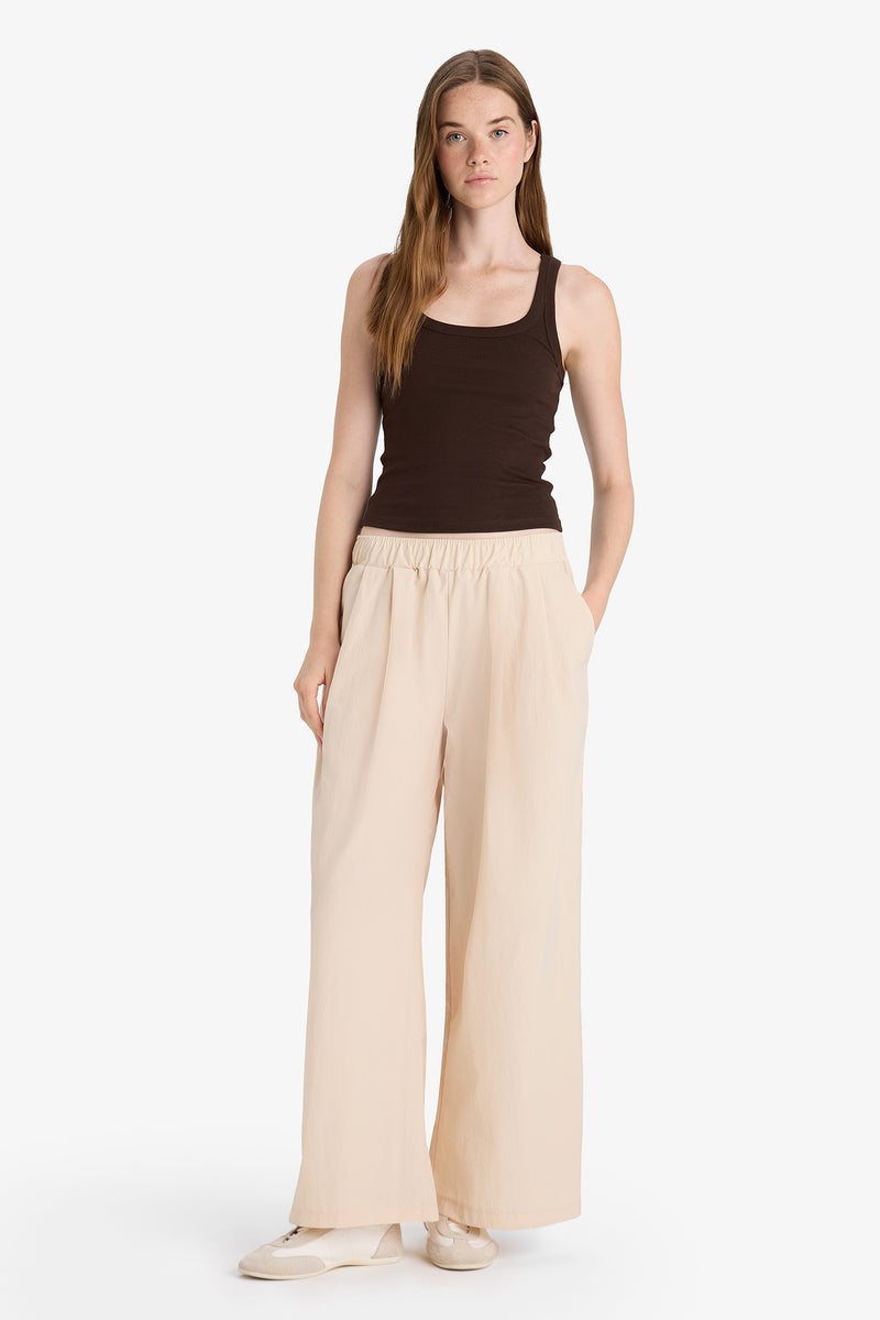 DeFacto Beige Woman Wide Leg Trousers Casual - Image 1