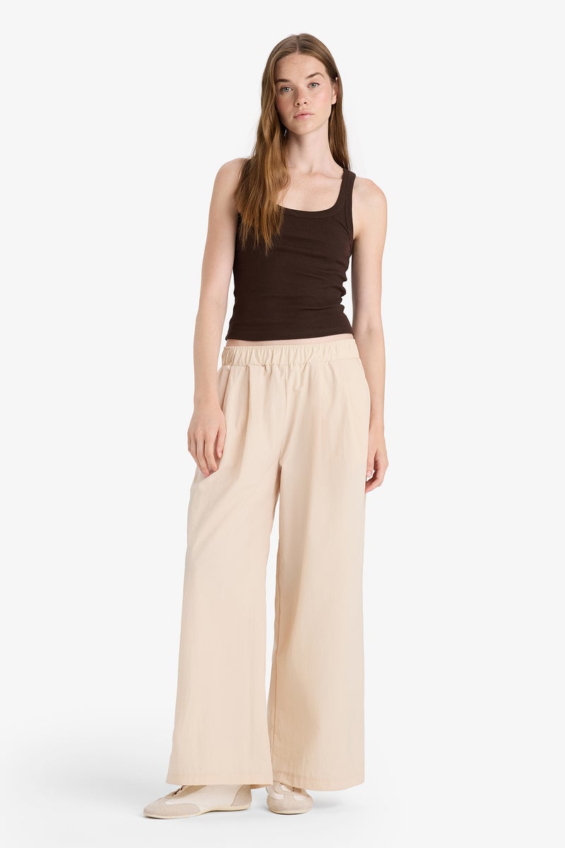 DeFacto Beige Woman Wide Leg Trousers Casual - Image 2