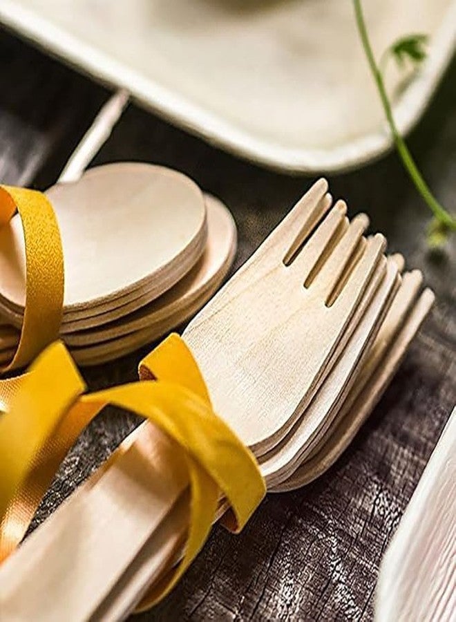 SVDK Large Disposable Wooden Cutlery | 100 Spoons & 100 Forks | Eco-Friendly, Biodegradable, Compostable, Large Size – 160mm - Image 2