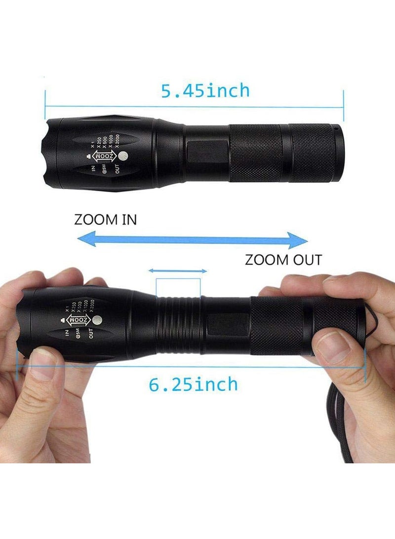 Tactical LED Flashlight Insight High Power Portable Flashlight XML T6 5 Modes Handheld Flashlights for Sports Outdoors Camping[Black,T6,18650 Battery Included] - Image 2