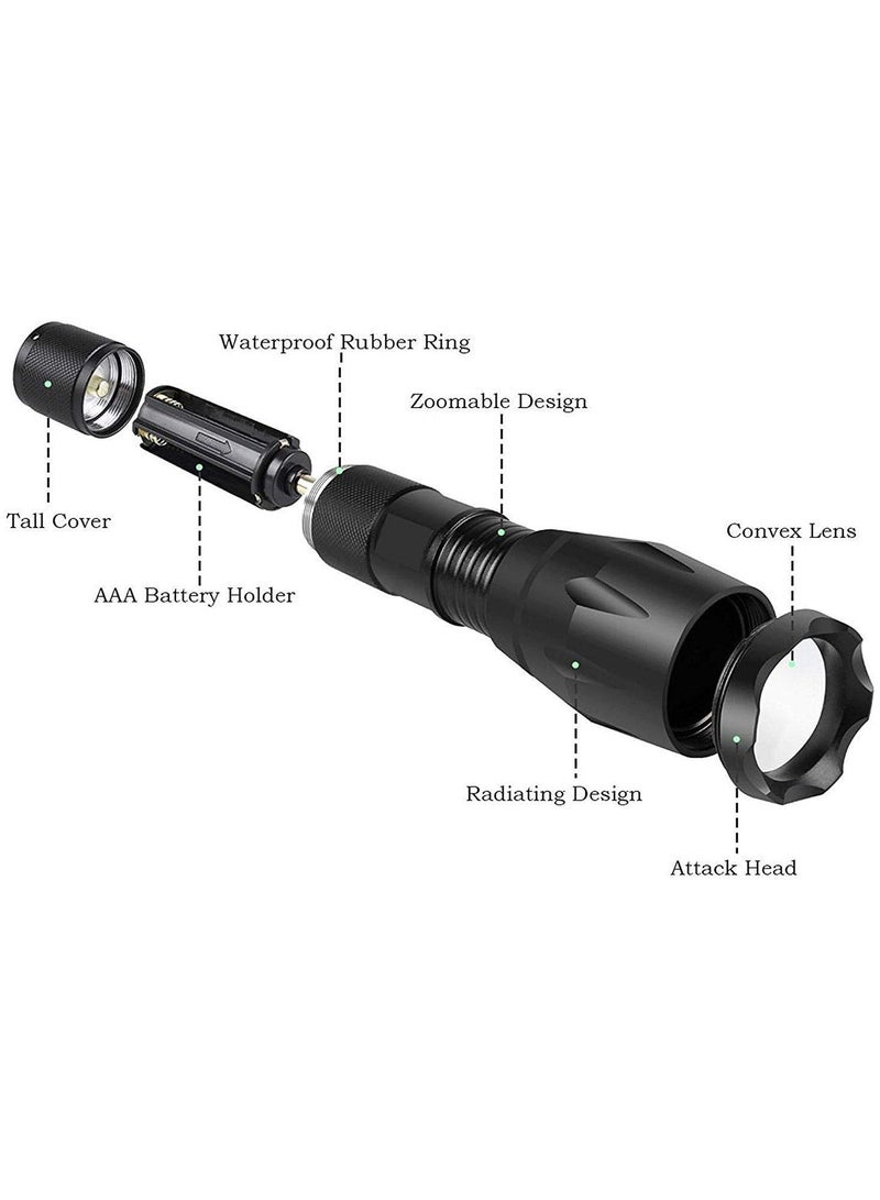 Tactical LED Flashlight Insight High Power Portable Flashlight XML T6 5 Modes Handheld Flashlights for Sports Outdoors Camping[Black,T6,18650 Battery Included] - Image 4