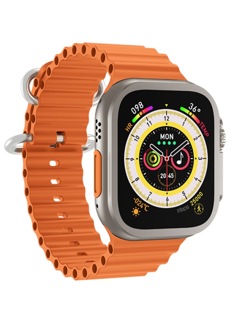 AROAQ - HW68 Ultra Smartwatch, 200Mah Long Battery Wireless Charging Smart Wrist Watch With NFC Function, Large Display Waterproof Bluetooth Full Touchscreen Health Monitor Watch, (1pc, Orange) - Image 1